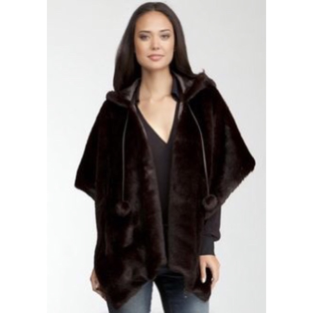 Grey Bebe Faux Fur Wrap with Hood